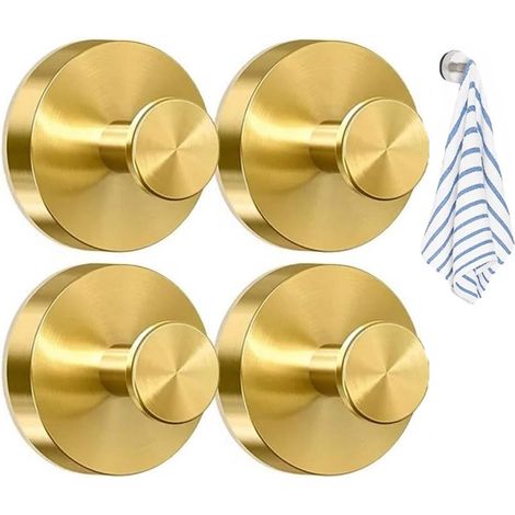 Ganci con ventosa - 4 pezzi - Ganci a ventosa potenti - Ganci a ventosa per appendere - Ganci impermeabili per cucina e bagno - Adatti per doccia, bagno, ganci per asciugamani, accappatoi, luffa - Oro (1/5)