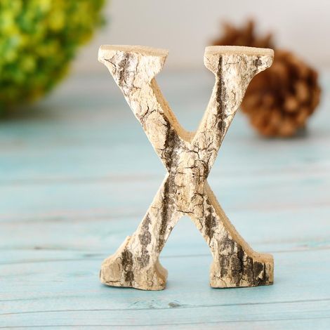 Lettres En Bois Gravées à La Main Numéros De Porte Lettre De L'alphabet Adresse Flottante Nom X (1/5)