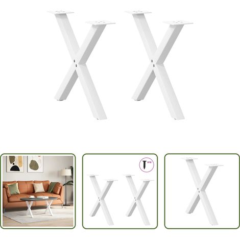 X-Form -  Couchtischbeine X-Form 2 Stk. Weiß 50x(42-43) cm Stahl