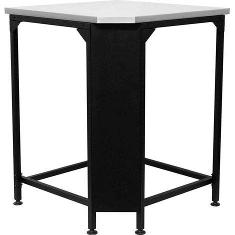 Table d'angle - COZZE - Plan de travail inox - Noir (1/4)