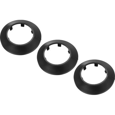 Cache Tuyau Radiateur, 3pcs Manchons de Tuyaux d'Eau en Plastique PP pour 1,97"/50mm, Décoration Écussons Coffrage Rosace Tuyau Chauffage Plomberie Chaudière Poêle Mural, Noir (1/5)