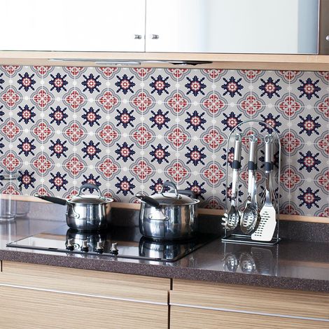 Sticker Mural Carrelage adhésif Cuisine Salle de Bain - 24 STICKERS CARRELAGES AZULEJOS AMBROGGIO - 24stickers10x10cm (1/5)