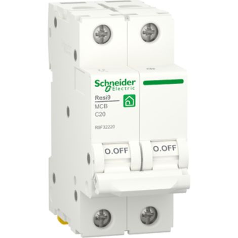 Interruttore magnetotermico schneider electric 2p 20a curva c bianco - r9f32220
