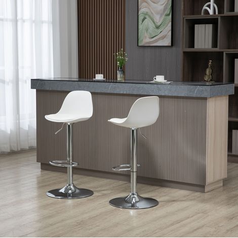 MEUBLIV Lot de 2 tabourets de bar 38x42x82-104 cm blanc – pivotants et réglables (1/5)
