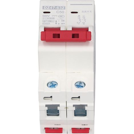 Disjoncteur DC 2P 50A 500V DZ47-63 pour Installation Photovoltaïque et Solaire (1/5)
