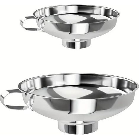 Entonnoirs en acier inoxydable pour la mise en conserve, à usage culinaire, lot de 2 entonnoirs à large ouverture pour bocaux Mason standard, grand kit d'accessoires de mise en conserve pour le rempli (1/5)