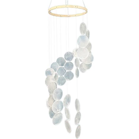 [Traumfänger] + Dekorativ + mit natürlichen Muscheln und Windspielen + für Haus und Garten + Kreatives Geschenk + Weiß (1/5)