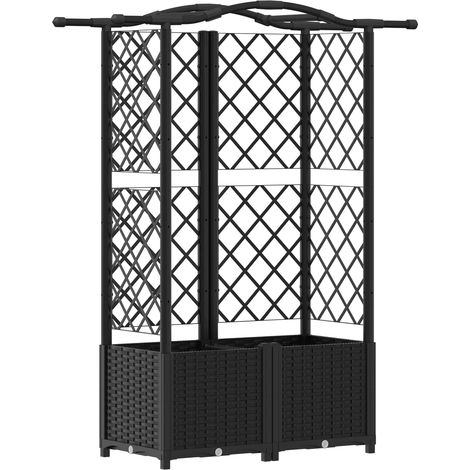 Fioriera da giardino Letto Rialzato con Griglia e Tetto Nero 122 x 40 x 138 cm PP (1/5)