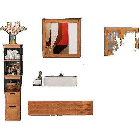 Meuble de Salle de Bain, Bois Ingénierie, 30 cm de Largeur, 30 cm de Profondeur, 144,3 cm de Hauteur, Design Élevé (1/5)