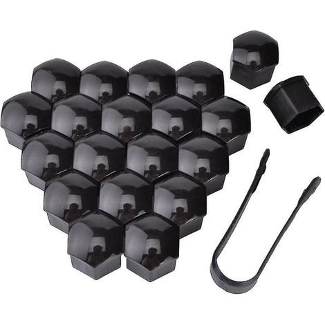 Jeu de 20 capuchons d'écrous noirs pour jantes auto, protection en plastique 21mm, couvre-boulons de roue de voiture (1/2)