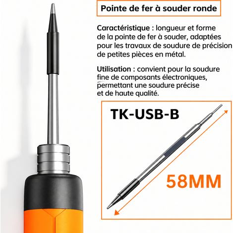 Fer à souder sans fil rechargeable USB 5V 8W avec panne pointue ronde et cœur céramique pointe pointue 0.01 10 g – Livraison gratuite