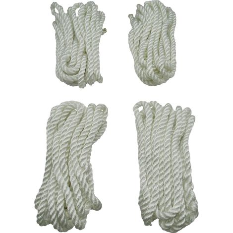 Polyester Fender Rope Tie Lines 3 Strand X4 White (Boat Cord Marine Yacht) (1/5)