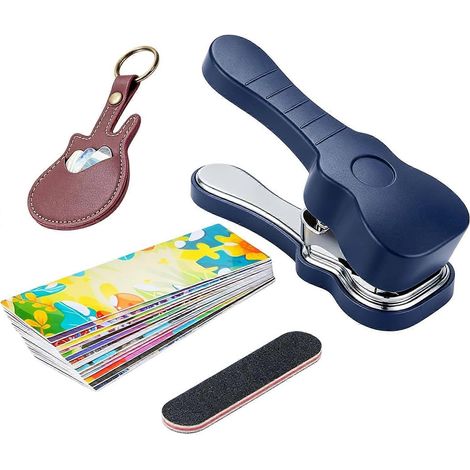 Kit de découpe de médiators avec 15 bandes de médiators variées, machine à découper les médiators soi-même, machine à découper les cartes en plastique robuste, cadeaux pour les amateurs de guitare (1/5)