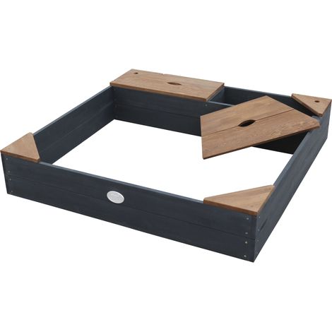 Axi Amy Bac À Sable Enfant - 115 X 115 Cm Bac À Sable Pour Enfants En Bois Avec Banc & Rangements Anthracite / Marron