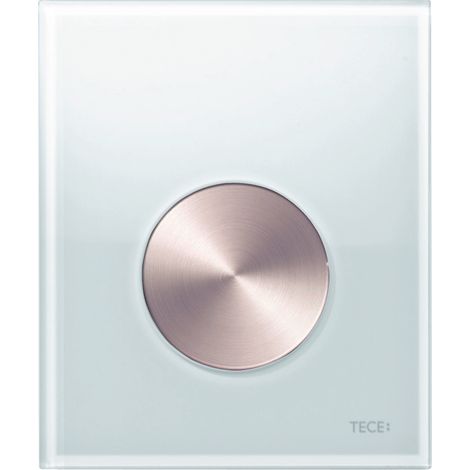 Tece TECEloop - Control de descarga de urinario, acabado antihuellas, cristal blanco/ acero inoxidable cepillado 9242661 (1/2)