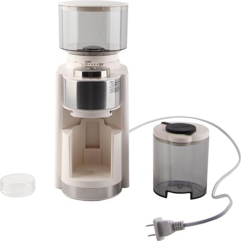 Moulin à café électrique en acier inoxydable, broyeur à meules automatique réglable avec 25 niveaux de mouture, pour café filtre, presse française, blanc, prise US 110V (1/5)