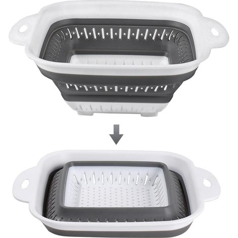 1 Passoire Pliable, Silicone Et Plastique, Conception Retractable, Tpe Et Polypropylene, Pour Cuisine Et Camping
