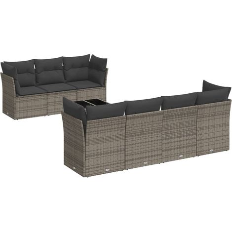 Maison Exclusive - Set Divano da Giardino 8 pz con Cuscini Grigio in Polyrattan