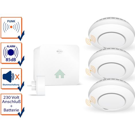 Rauchmelder Set - vernetzbare Rauchmelder und K2 Basisstation für ELRO Connects (1/5)