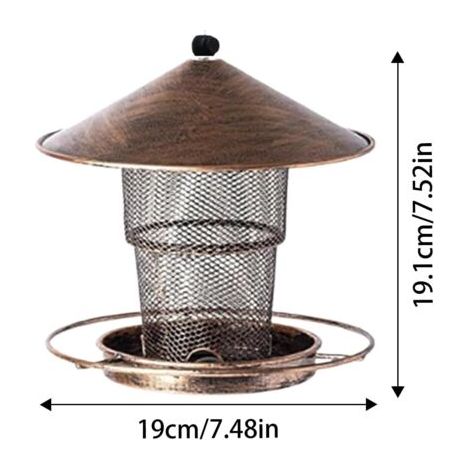 Comedero metálico para pájaros, comedero para aves silvestres, diseño de hierro resistente a la intemperie, gran capacidad, ideal para jardín, patio y decoración exterior. (1/4)