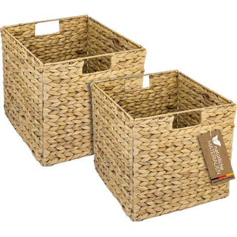 HMF 37240-S2 Aufbewahrungskorb geflochten aus Wasserhyazinthe, 2er Set, passend für Kallax (1/5)