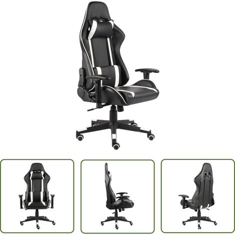 The Living Store Gaming-Stuhl Drehbar Weiß PVC - Gaming Stuhl - PC Stuhl - Gamer Chair - Schreibtischstuhl - Ergonomischer Stuhl (1/5)