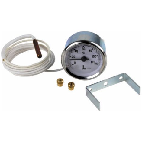 Heizungsthermometer 56 mm – Kapillarrohr 1500 mm – Messbereich 0/120 °C – Verchromtes Design für einfaches Ablesen (1/2)
