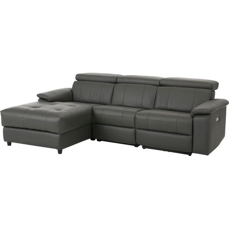 Tanaro-Chaise longue Canapé 3 places droite avec fonction électrique en PU gris