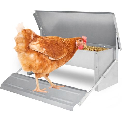 SWANEW 5KG Mangeoire automatico con pieds Anti Rats et Couvercle étanche. Distributore di cibo volailles con pedale. Distributore di alimenti in metallo Mangeoires (1/5)