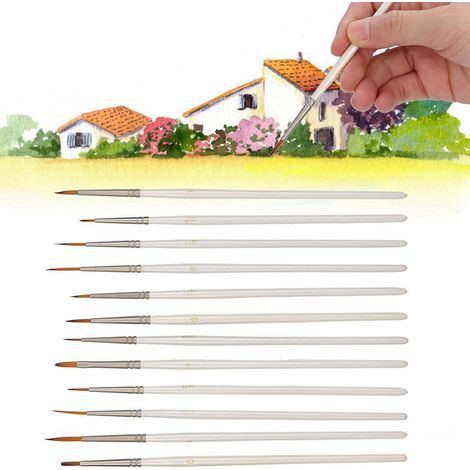 Ensemble de 12 stylos aquarelle fluorescents en nylon à manche en bois blanc (1/4)