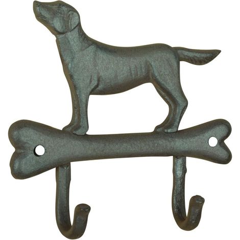 Esschert Design kleiderhaken Hund auf Knochen 19,3 cm Gusseisen braun