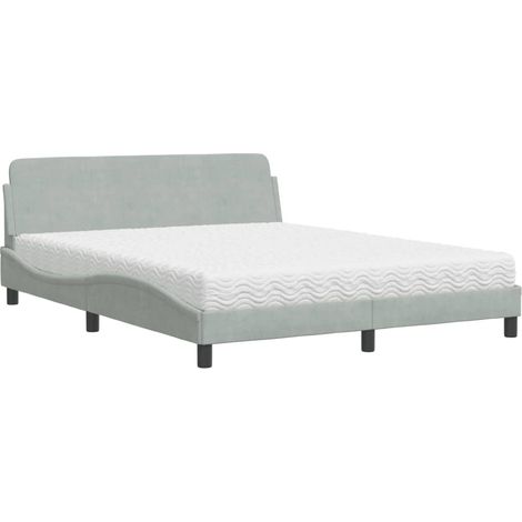 Bett mit Matratze Hellgrau 160x200 cm Samt vidaXL965864 (1/5)
