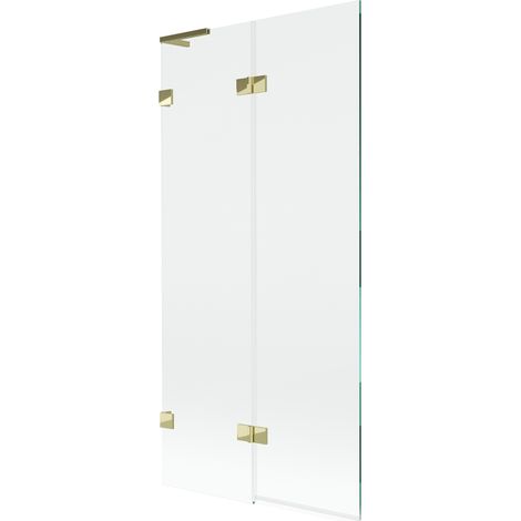 Mexen Lunar L paroi de bain 2 volets gauche 90 x 150 cm, transparent, doré - 897L-090-100-50-00-L (1/5)