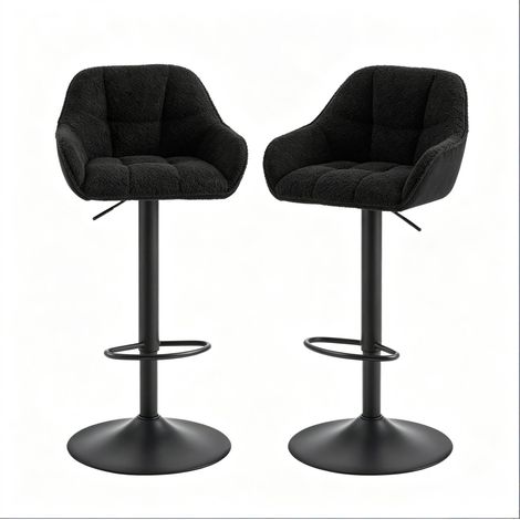 CHICFURN Taburetes de bar lote de 2 negros regulables 52 x 87-109 x 50 cm en metal (1/5)