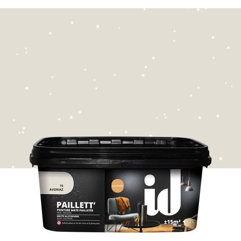 Peinture paillettée mate 2L – Finition profonde pour murs et boiseries – Application facile sans primaire – Sèche en ±4h – Id Paris