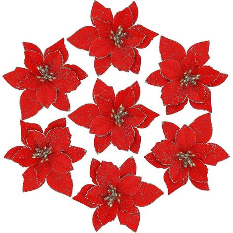 36-teiliger Weihnachtsbaumschmuck aus glitzernden Weihnachtssternen, künstliche Weihnachtssternblüten, dekorative künstliche Blumen (1/5)