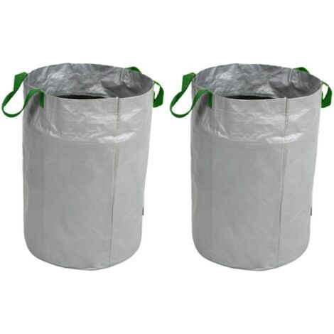 Pair Lntyq Sac Jardin Déchet, 2 Pièces Sac à Ordures de Jardin Pliable et Réutilisable avec Poignée (Argent 100L, 45x63CM) (1/5)