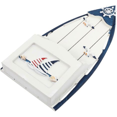 Boîte à clés en bois bleu de style méditerranéen, compatible avec 1 pièce (1/5)