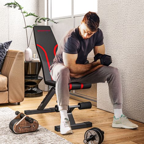 Banc de musculation pliable inclinable réglable pour l'entraînement complet 82 x 35 x 42,5-107 cm acier - noir
