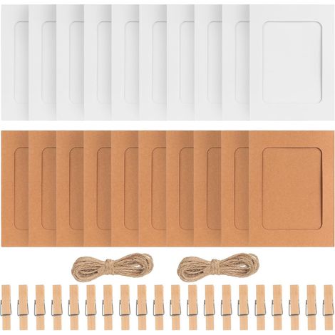 Lot de 20 guirlandes photo en papier kraft, 15,2 cm, avec pinces et laisse pour anniversaire, mariage, fête. (1/5)
