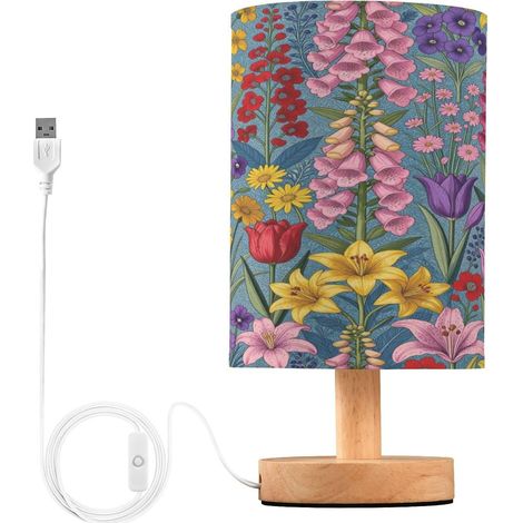 Petite lampe de bureau vintage à fleurs botaniques décoratives (1/5)