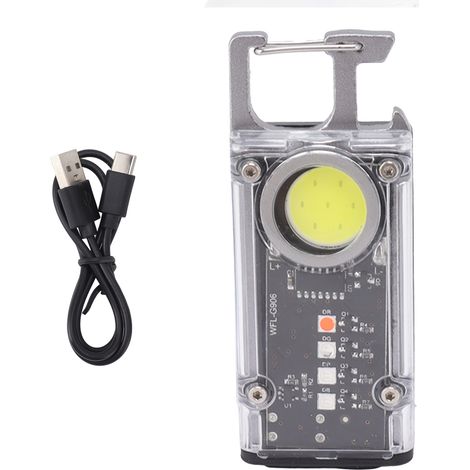 Mini lampe de travail COB 8 modes, portable, rechargeable, avec crochet magnétique, lampe de poche multifonction, ouvre-bouteille et lampe de secours