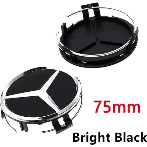 (75 mm Noir brillant, 20 pièces) - Cache-moyeux de roue Mercedes-Benz 3 broches GLA GLB GLC A B C E (1/5)