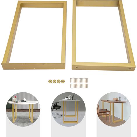 Pieds de table en métal, lot de 2, cadre de table doré, pieds de meubles à monter soi-même pour bureau, table basse, table à manger, banc, 45 x 7 x 71 cm