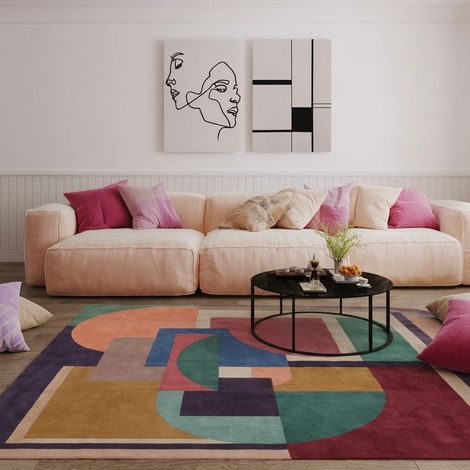 Tapis design EtherealMotifs - Designertapis - 240x190cm, Rectangular - 100% Laine vierge - Tufté main - Multicolore