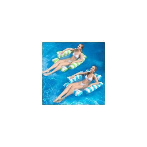 Adultes et Enfants Piscine Gonflable Chaise Flottante Salon Flottant, Motif rayé hamac Flottant Pool Party Summer Water Fun