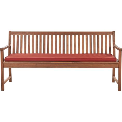 Garden Bench with Cushion VIVARA 180 cm Certified Acacia Wood Dark Red