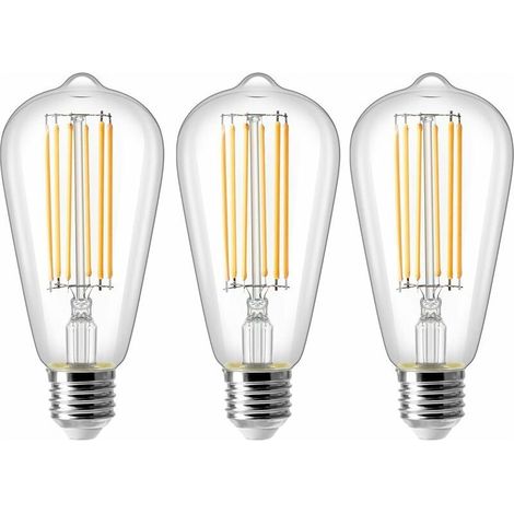 1 Ampoule LED E27 ST64 Filament Vintage 8W Equivalent 80W Blanc Chaud 2700K 800LM pour Plafonnier Lustre Bar (1/4)