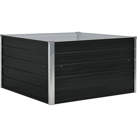 Jardinière, Pot de Fleurs d'extérieur, 100 x 100 x 45 cm Acier galvanisé Anthracite OIB1268E (1/5)