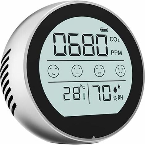Ahlsen CO2-Kohlendioxid-Messgerät, Luftfeuchtigkeit, Temperatur, Mehrzweck-Erkennungstool, Smart Home, Büro, Innen- und Außenbereich, hochpräzise Luftqualitätsüberwachung (1/5)